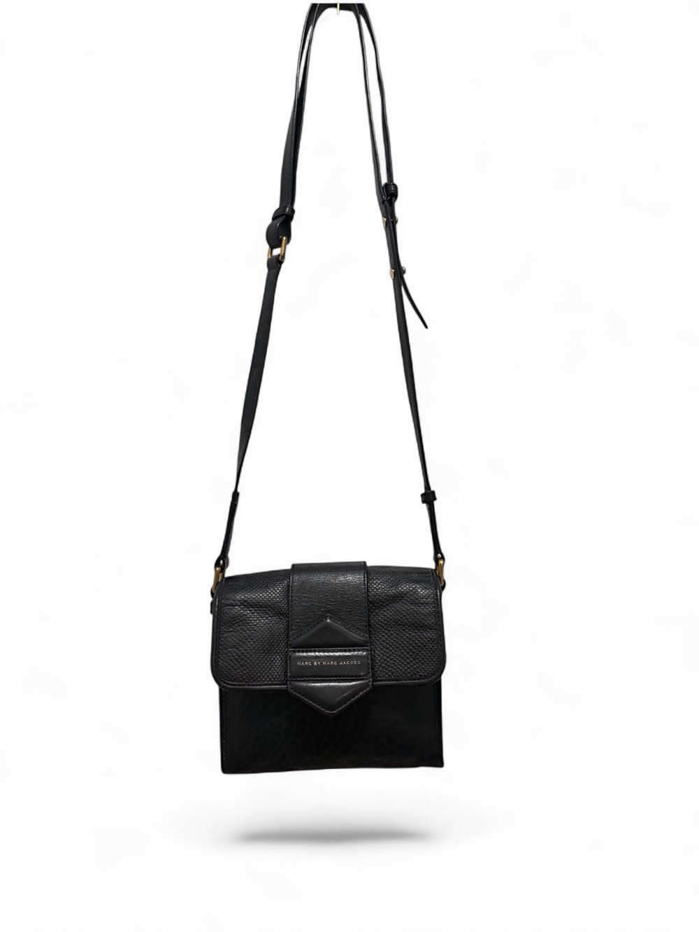 Marc by Marc Jacobs Black Leather Crossbody with Textured Flap